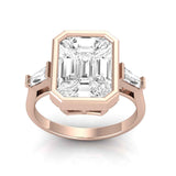 TR108 pie-cut diamond ring with taper baguette shoulders 0.80ct 18kt rose gold front view