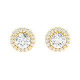  Halo Diamond Studs Exquisite Solitaire Diamond Earrings Jewelry for Women and Girls  front view
