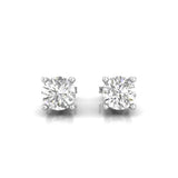 0.60ct round brilliant diamond stud earrings in 4-prong 18kt white gold setting front view