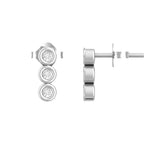 Vertical Bezel Set Diamond Earrings in 18kt white gold front to side view