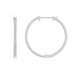 18kt gold natural diamond inside out pavé hoop earrings AE260 , 0.65ct diamonds on outer and inner face, 1 inch diameter, available in yellow white and rose gold, Trinity Designer Jewel Bangkok