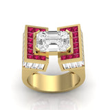 Diamond Ring/ Emerald Cut diamond look / Step cut mosaic Pie cut diamond/One of its kind ring