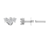 18kt white gold diamond cluster stud earrings TE060 side profile view