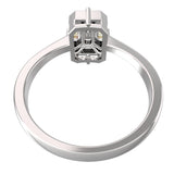 Modern 18K White Gold Bezel Set Pie-Cut Illusion Diamond Solitaire Ring