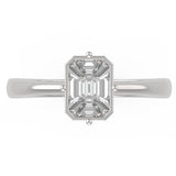 Modern 18K White Gold Bezel Set Pie-Cut Illusion Diamond Solitaire Ring