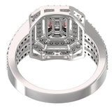18k White Gold Emerald  illusion Diamond Double Halo Engagement Ring back view
