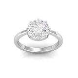18KT Yellow Gold 9-Piece Pizza Cut Round Illusion Diamond Prong set ring close up
