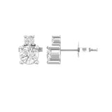 White Gold Two-Stone Diamond Drop Earrings | Minimalist Stacked Studs front to side view