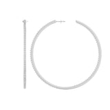 18KT White Gold 1.50 inch Inside-Out Diamond Round Hoop Earrings front & side view