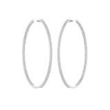 18KT White Gold 1.50 inch Inside-Out Diamond Round Hoop Earrings side
