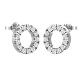 Side to side profile of 18kt gold diamond open circle stud TE076, 8mm diameter, push-back post, fine jewellery Bangkok