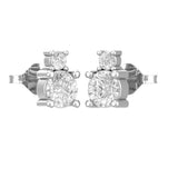 White Gold Two-Stone Diamond Drop Earrings | Minimalist Stacked Studs side to side view