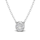 Dainty Floating Bezel Diamond Cluster Necklace front close up