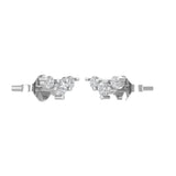 18kt white gold 3-stone diamond curved cluster earrings TE060 top view
