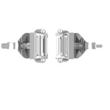 Pair of minimalist baguette cut diamond solitaire stud earrings in 18kt white gold