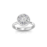 18KT Yellow Gold 9-Piece Pizza Cut Round Illusion Diamond Bezel Engagement Ring