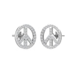 Diamond peace sign earrings in 18kt yellow white and rose gold, 0.40ct pavé, 10mm, TE053 Trinity Designer Jewel