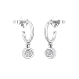 Bezel Diamond Minimal Charm Huggie Hoop Earrings-0.20 ct side to side profile 