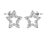 18KT Gold Baguette and Round Diamond Open Star Studs- 0.70ct  side by side 