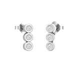 Vertical Bezel Set Diamond Earrings in 18kt white gold side to side view
