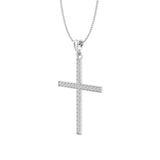 18KT White Gold Diamond Cross Unisex Pendant Necklace side view 