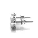 1 ct face up Pizza piecut diamond bezel set ear studs  side view white gold