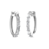 Baguette Diamond Minimal Hoop Earrings-12 mm side profile set 