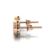 1 ct face up Pizza piecut diamond bezel set ear studs side view rose gold