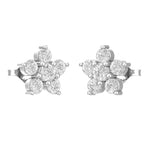 Floral Diamond Cluster Earrings 18Kt Gold Studs side close up view 