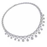 White Gold Draping Diamond Cluster Drop Collar Necklace for Brides side view 