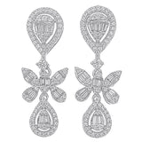 White Gold Draping Diamond Cluster Drop Collar Necklace for Brides earrings 