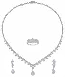 18k White Gold Diamond Bridal Jewelry Set | Necklace, Ring & Earrings