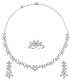 Illusion Diamond Flower Wedding Choker and Dangle Earring set