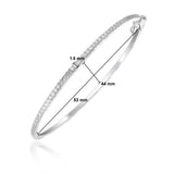 18kt white gold pavé diamond bangle bracelet with round brilliant diamonds, 53mm x 44mm oval, hinged clasp, AB021