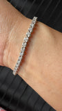 18KT White Gold Round Diamond Tennis Bracelet-1.00 ct on hand view 