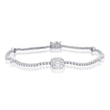 Pie-Cut Diamond Center Tennis Bracelet – Elegant Baguette & Round Diamond Designer Bracelet