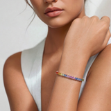 AB148 Rainbow Sapphire Tennis Bracelet 18k Rose Gold | 6ct Natural Multi-Colour Sapphires | Trinity Designer Jewel Bangkok