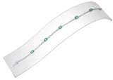 18k White Gold Emerald and Diamond Station Bracelet 6.50 inch length 
