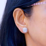 TE007 - Dazzling Step Cut Diamond Earrings for Women and Girls