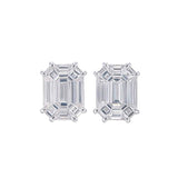 TE011 - Diamond Earrings with 18k Emerald Cut Illusion Setting for Women and Girls