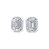 18kt gold bezel set baguette illusion emerald style stud earrings TE012 close-up