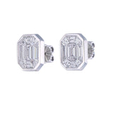 TE012  - Piecut Diamond Earrings Step Cut Bezel Set Studs for Girls