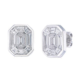 TE012  - Piecut Diamond Earrings Step Cut Bezel Set Studs for Girls