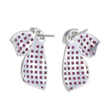 Bezel-set marquise diamond on AER069 ruby fan earring, 0.70ct F–G VS clarity, white diamond contrast above deep red invisible set ruby body