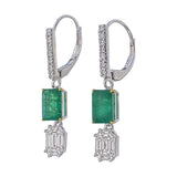 Piecut Emerald Baguette Illusion and Emerald Drop Earrings side profile 