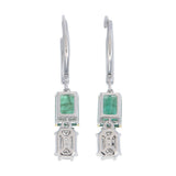 Piecut Emerald Baguette Illusion and Emerald Drop Earrings back profile 