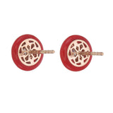 AER010 18kt Gold Red Ceramic Diamond Earrings for Women and Girls
