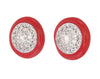 AER010 Elegant Red Ceramic and Natural Diamond Earrings in 18kt Gold
