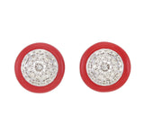 AER010 Glamorous 18kt Gold Earrings with Red Ceramic and Natural Diamonds
