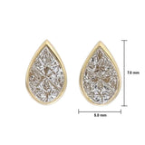 18KT yellow Gold Illusion Pear Diamond Bezel Stud Earrings dimensions
